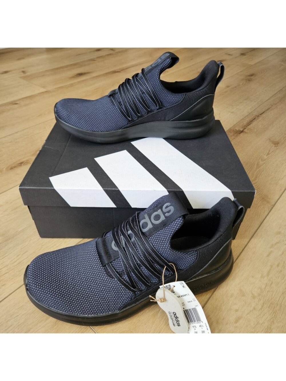 Adidas Mens 11 WIDE Lite Racer Adapt 7.0 Cloudfoam Running Sneakers Black IE8684
